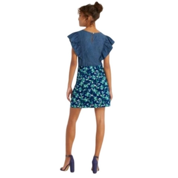 Draper James Graceland Cotton Blue Floral A Line Mini Skirt - Picture 3 of 9